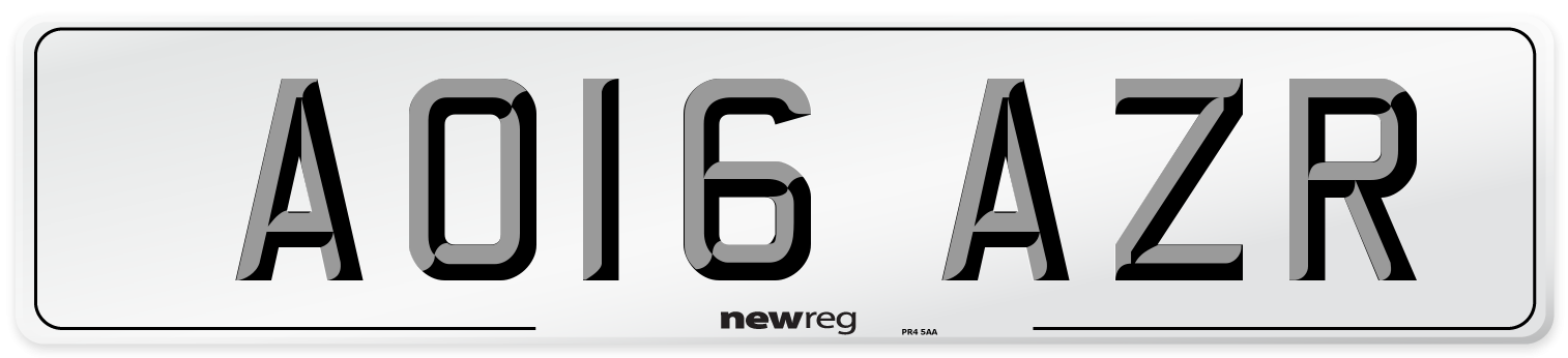 AO16 AZR Number Plate from New Reg